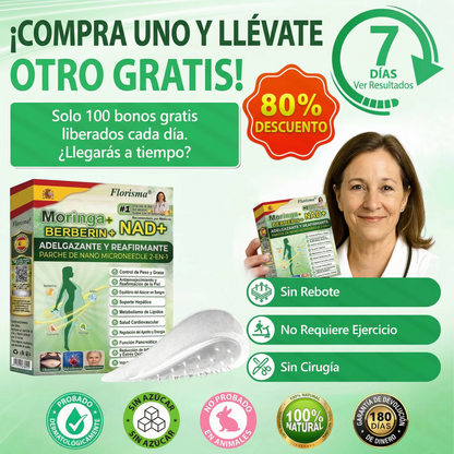 Pago contra entrega [70 % de descuento] Florisma® 👩‍⚕️ Parches microagujeros premium 10 en 1 con moringa y berberina. Indicados para la obesidad, la diabetes, la apnea del sueño y los problemas articulares😽